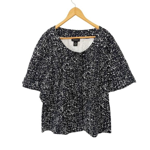 Lane Bryant Black White Pattern Design Cuffed Short Sleeve Open Style Jacket - Picture 1 of 7